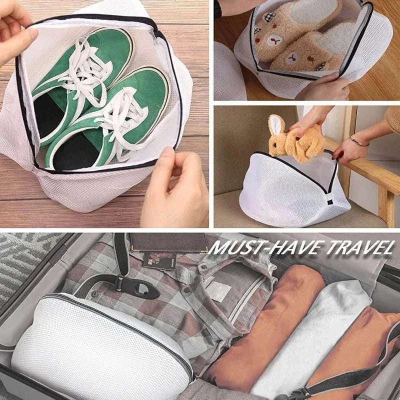 Saco de Lavagem de Malha para Sapatos e Roupas com Zíper