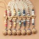 Corrente de Chupeta Personalizada em Madeira