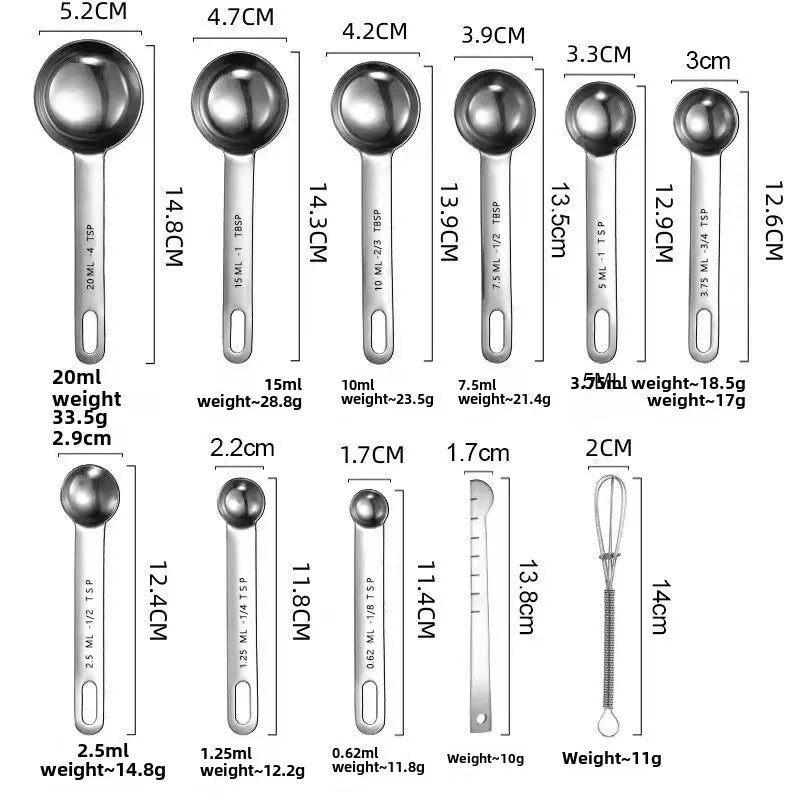 Conjunto de Colheres Medidoras em Aço Inoxidável