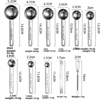 Conjunto de Colheres Medidoras em Aço Inoxidável