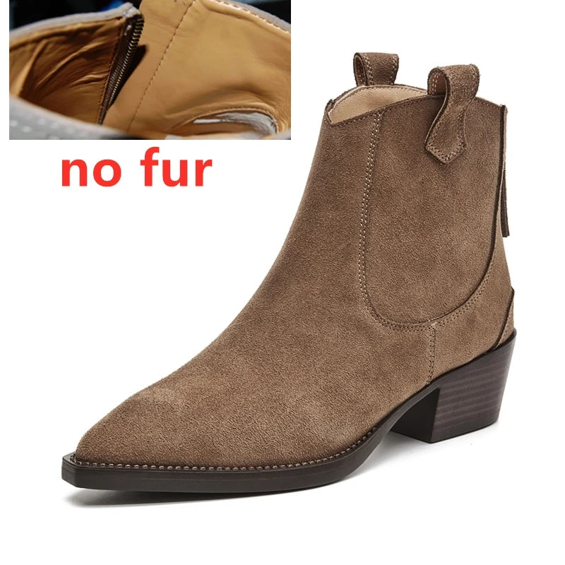 Bota Mulher Western com Salto Bloco e Bico Fino