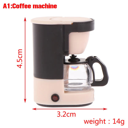 1:12 Dollhouse Miniature Bread Maker Machine Cup Set Coffee Machine Mixer Machine Model Kitchen Doll Electrical Appliance Toys
