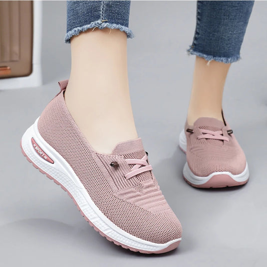 Women Casual Shoes Fashion Breathable Walking Mesh Flat Shoes Sneakers Women 2026 Gym Shoes Pink Footwear free shipping shoes