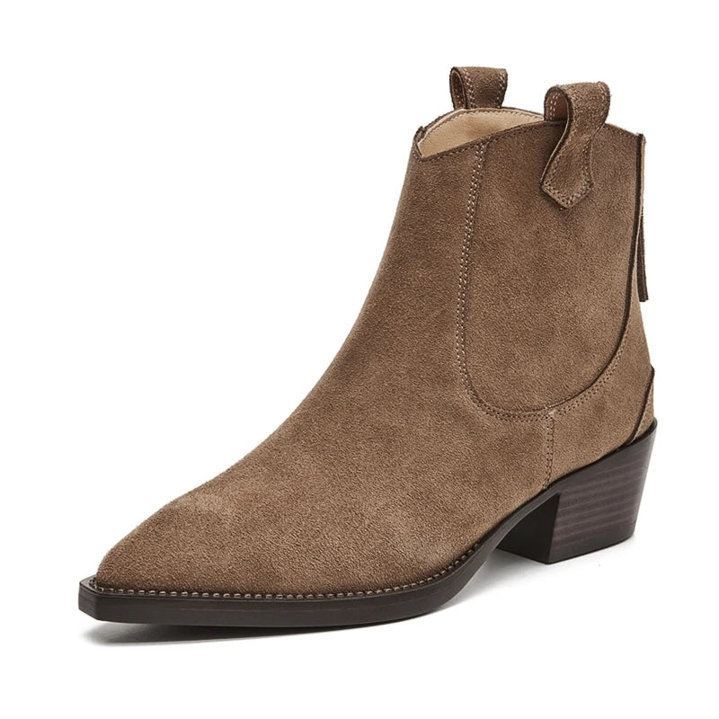 Bota Mulher Western com Salto Bloco e Bico Fino