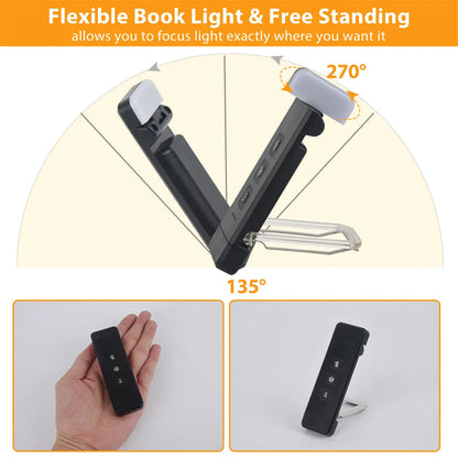 Luz de Leitura USB Recarrregável com Clipe e Temporizador – Book Light Compacta para Livros