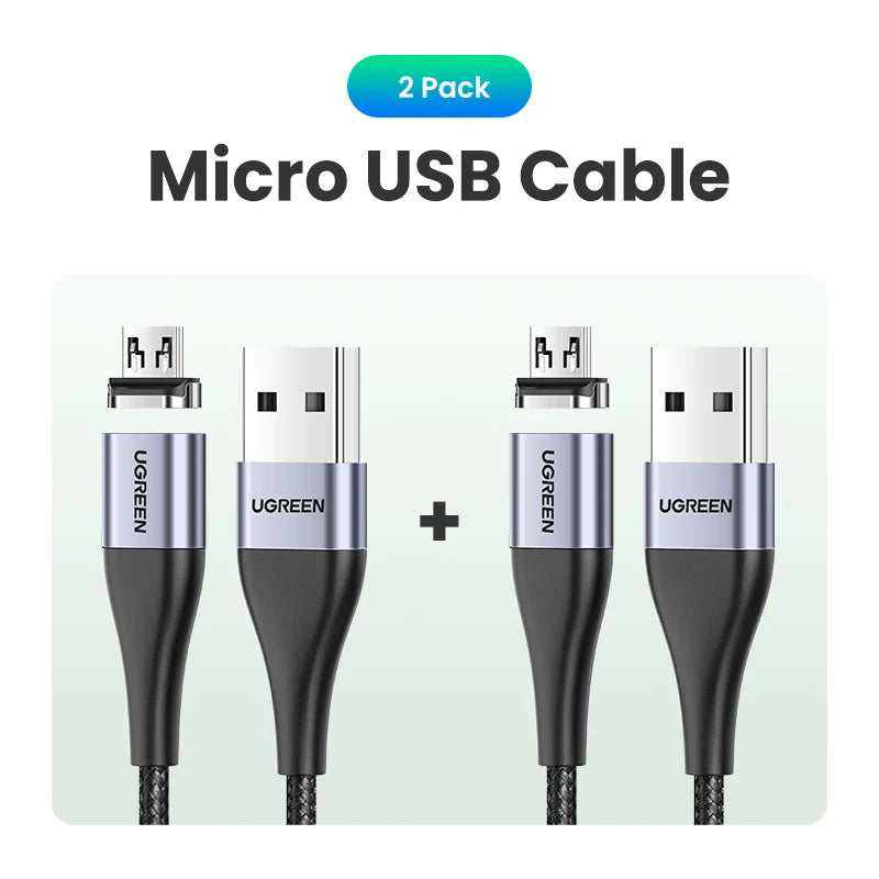Cabo Magnético USB-C / Micro USB – 3A Carregamento Rápido