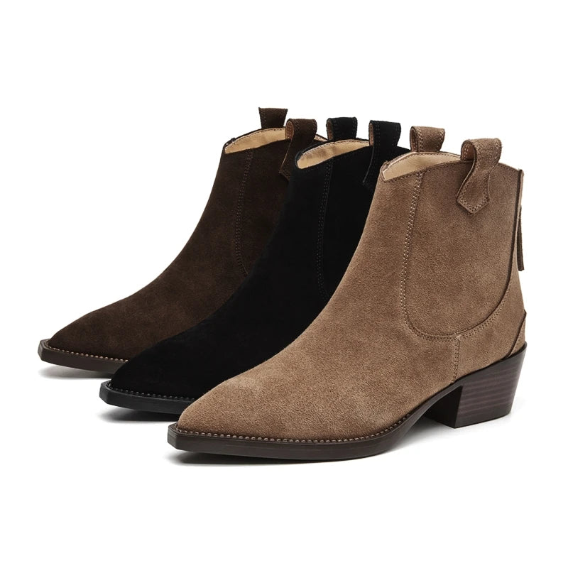 Bota Mulher Western com Salto Bloco e Bico Fino