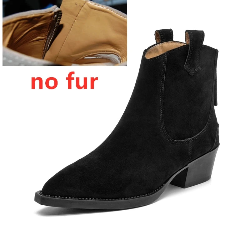 Bota Mulher Western com Salto Bloco e Bico Fino
