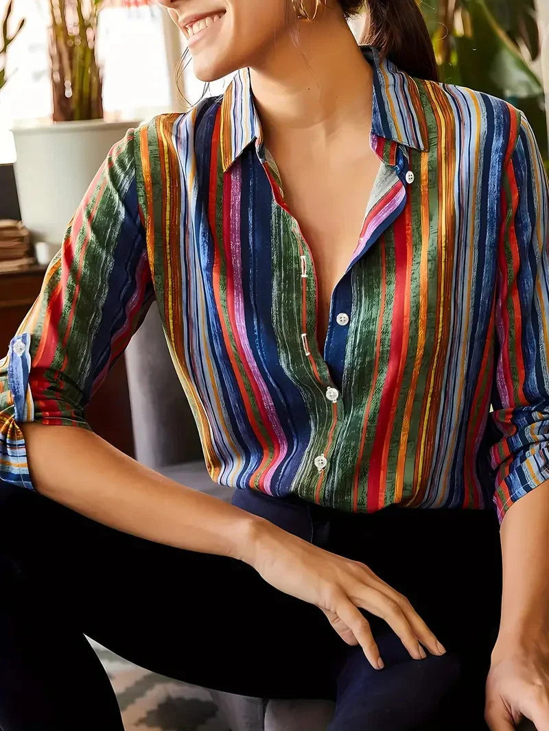 Noemie | Camisa Slim Manga Longa Lapela