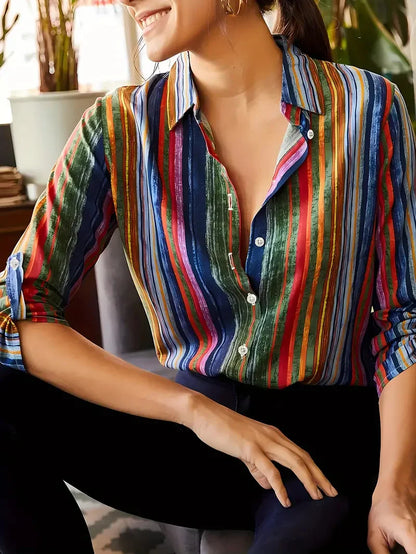 Noemie | Camisa Slim Manga Longa Lapela