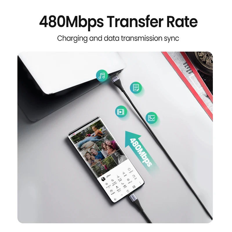 Cabo Magnético USB-C / Micro USB – 3A Carregamento Rápido