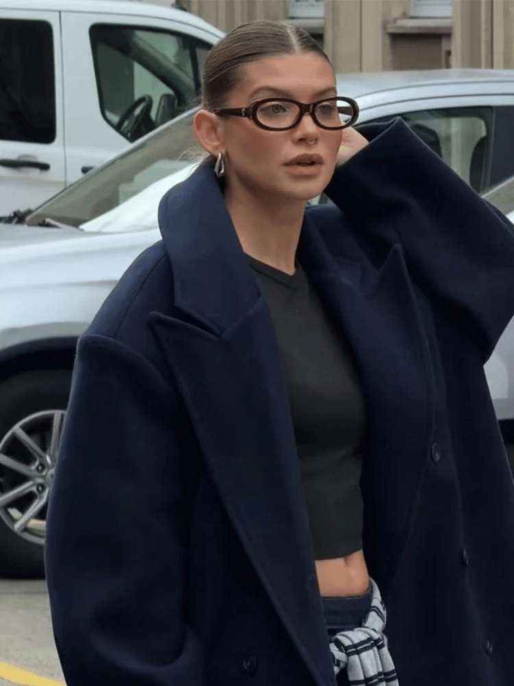 Sobretudo Mulher Oversized Azul Navy