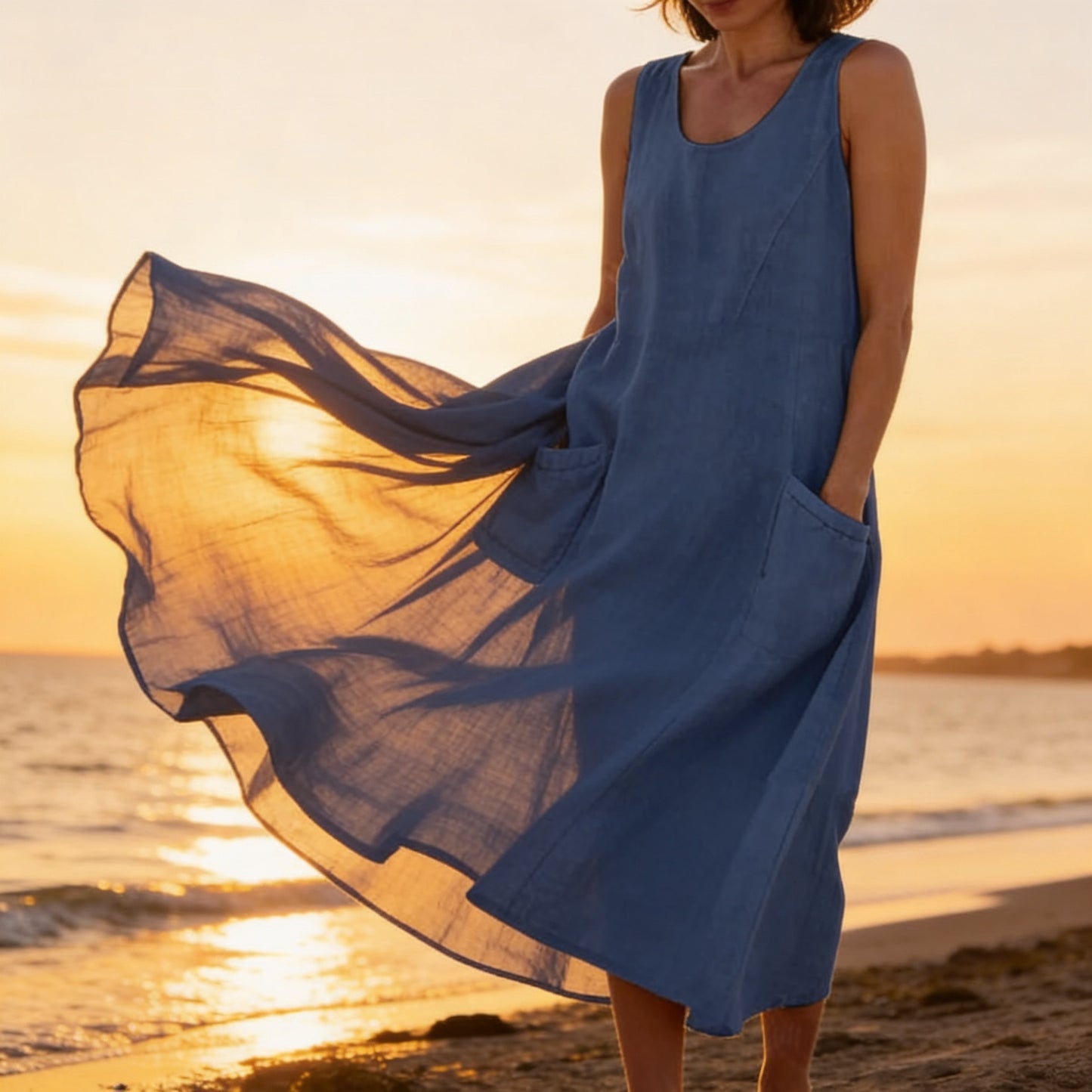 Aurora | Vestido de Algodão Linho Midi