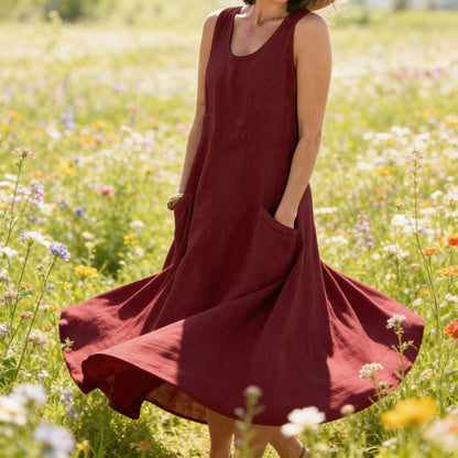Aurora | Vestido de Algodão Linho Midi