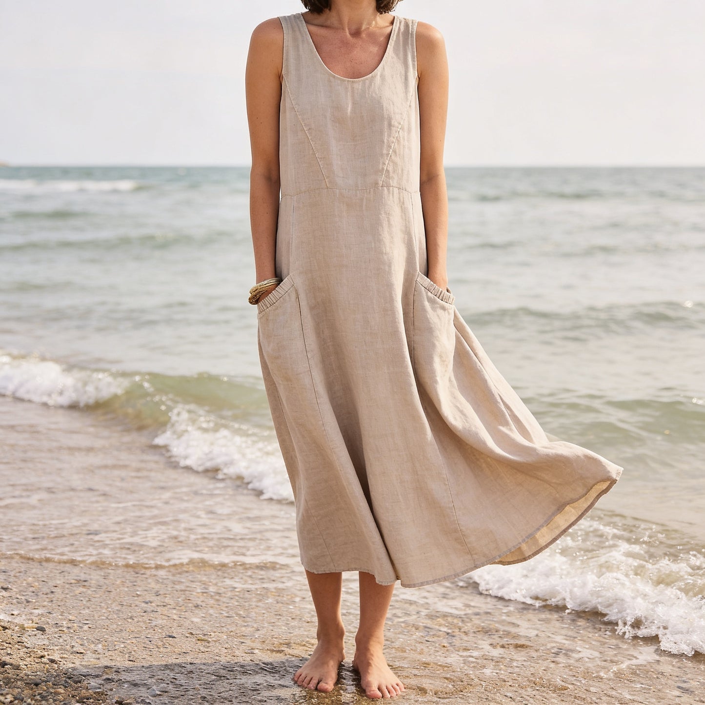 Aurora | Vestido de Algodão Linho Midi