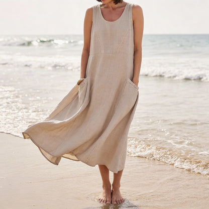 Aurora | Vestido de Algodão Linho Midi