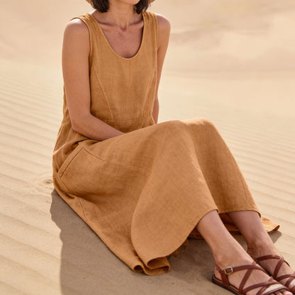 Aurora | Vestido de Algodão Linho Midi