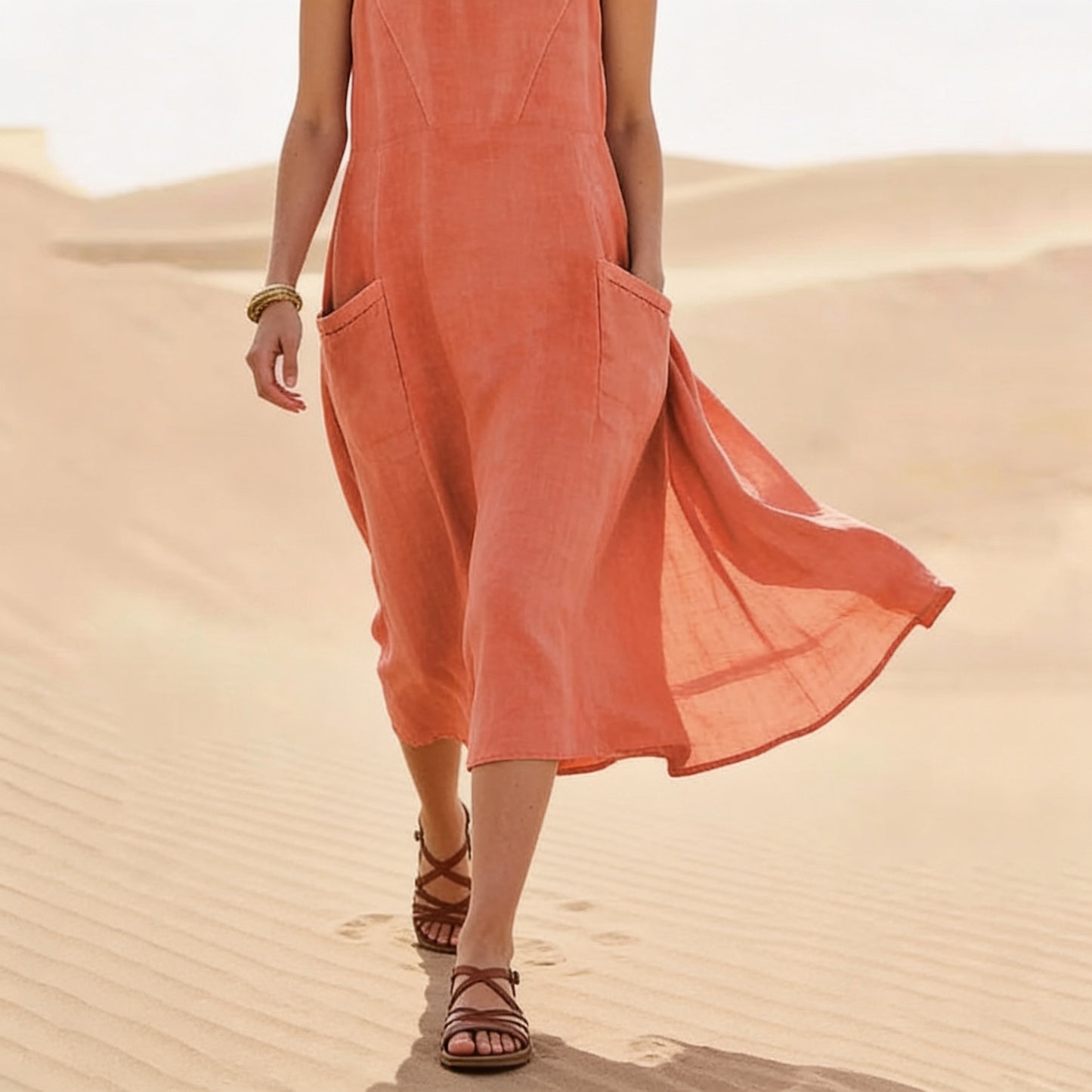 Aurora | Vestido de Algodão Linho Midi