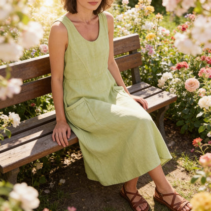 Aurora | Vestido de Algodão Linho Midi