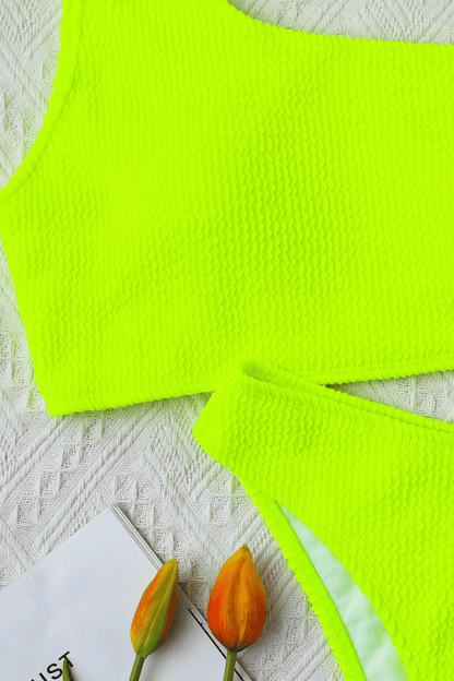 Belladonna | Biquíni One Shoulder Texturizado Verde Fluorescente