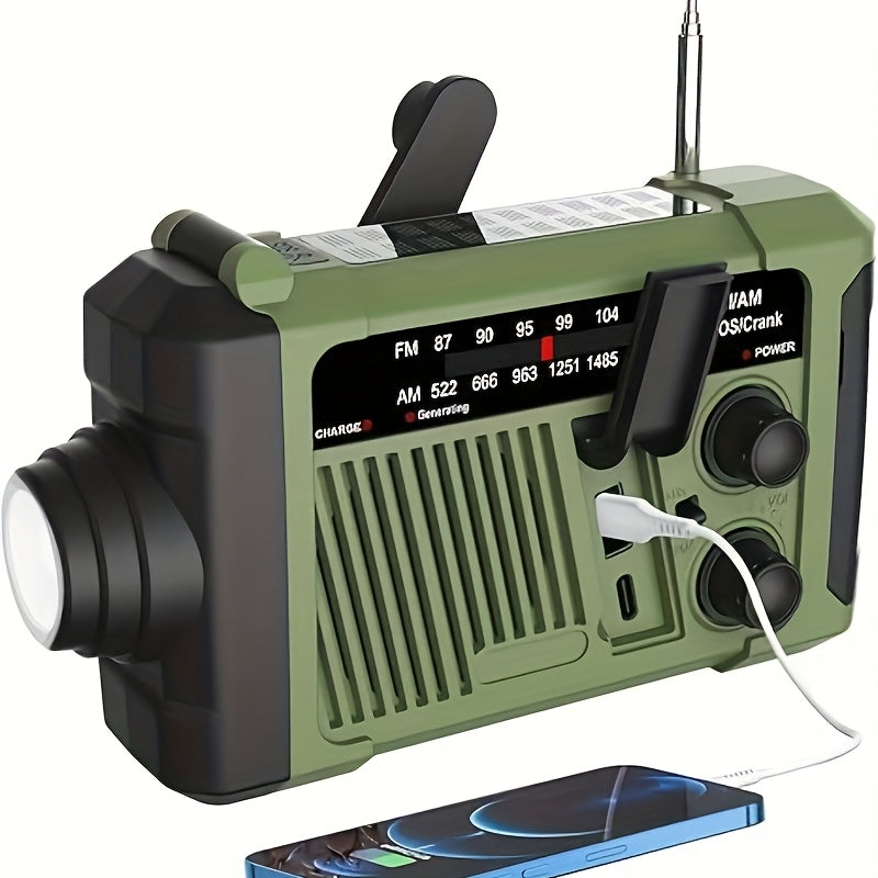Rádio de Emergência Portátil com Manivela e Carregamento Solar