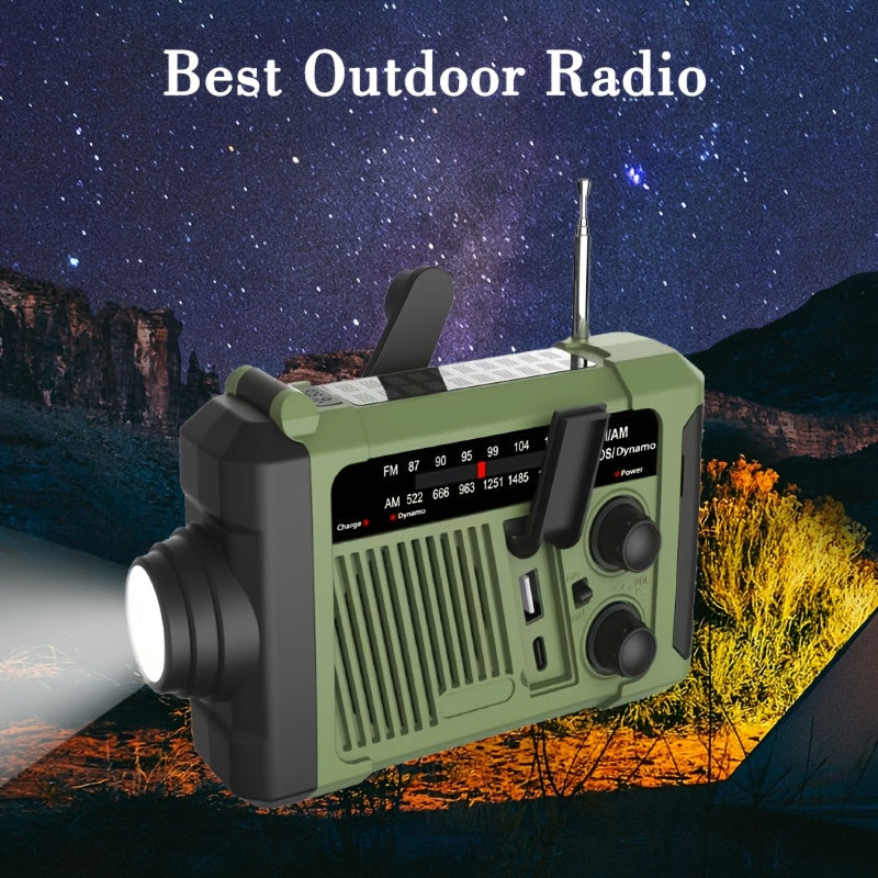 Rádio de Emergência Portátil com Manivela e Carregamento Solar
