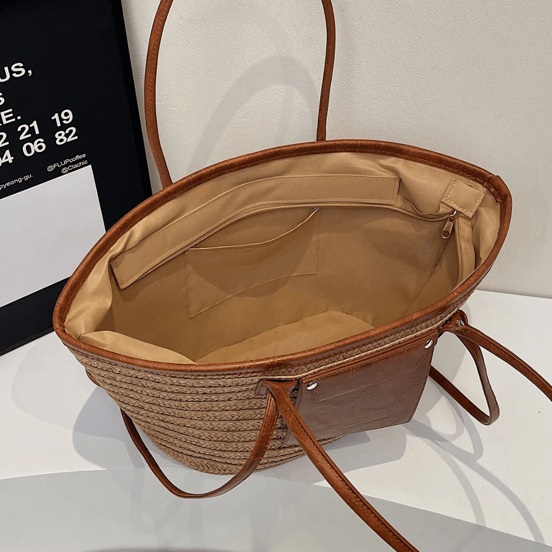 Dominique | Bolso Tote Paja Trenzada Hombro Playa