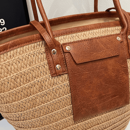 Dominique | Bolso Tote Paja Trenzada Hombro Playa