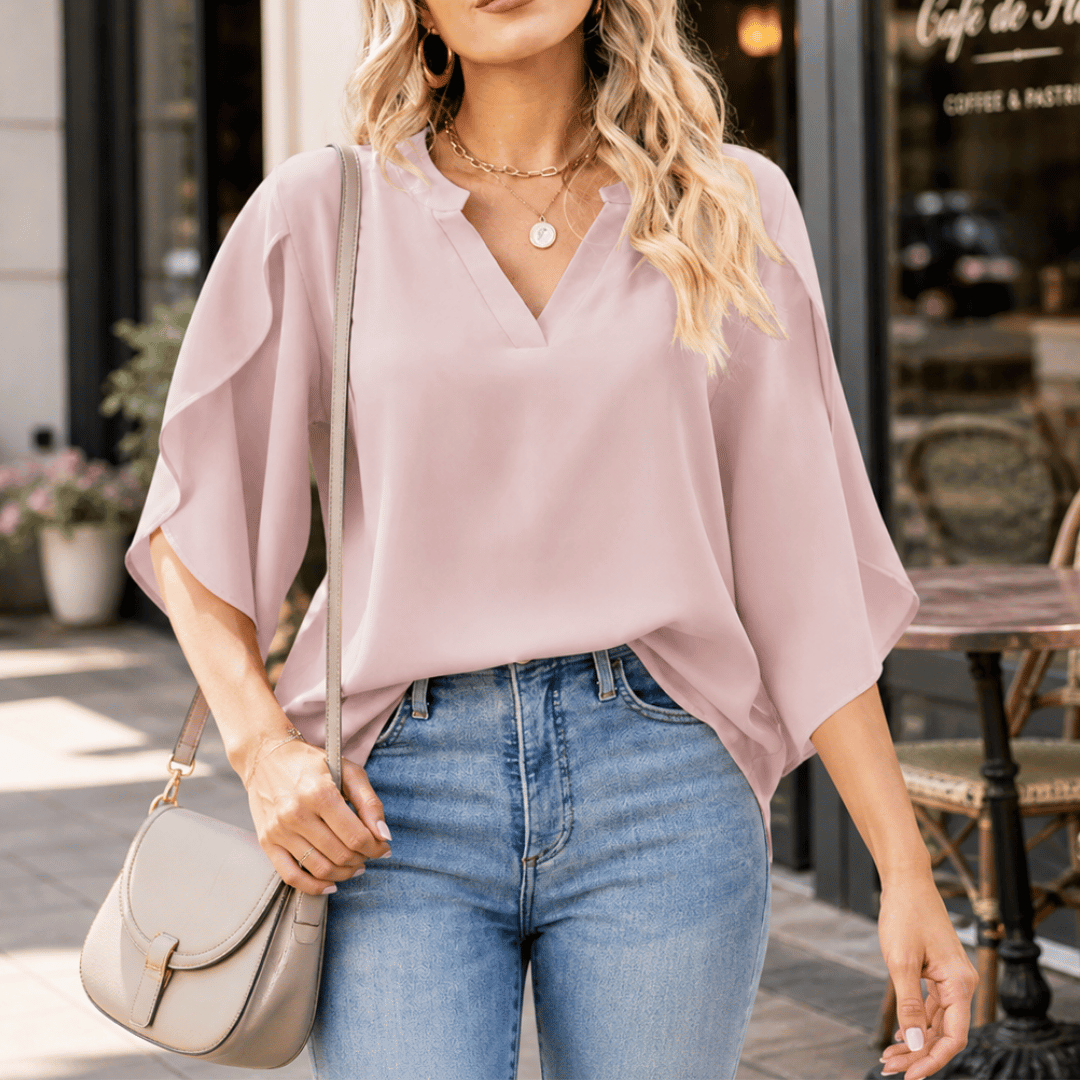 Vera | Blusa Manga Evasê Decote V Solta