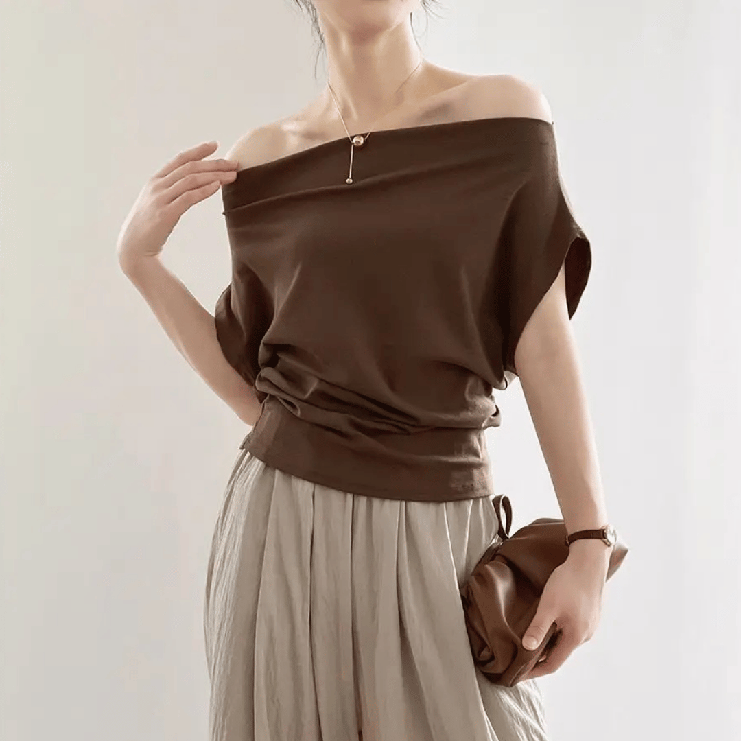 Zelie | Blusa Canoa Ombro a Ombro Manga Curta